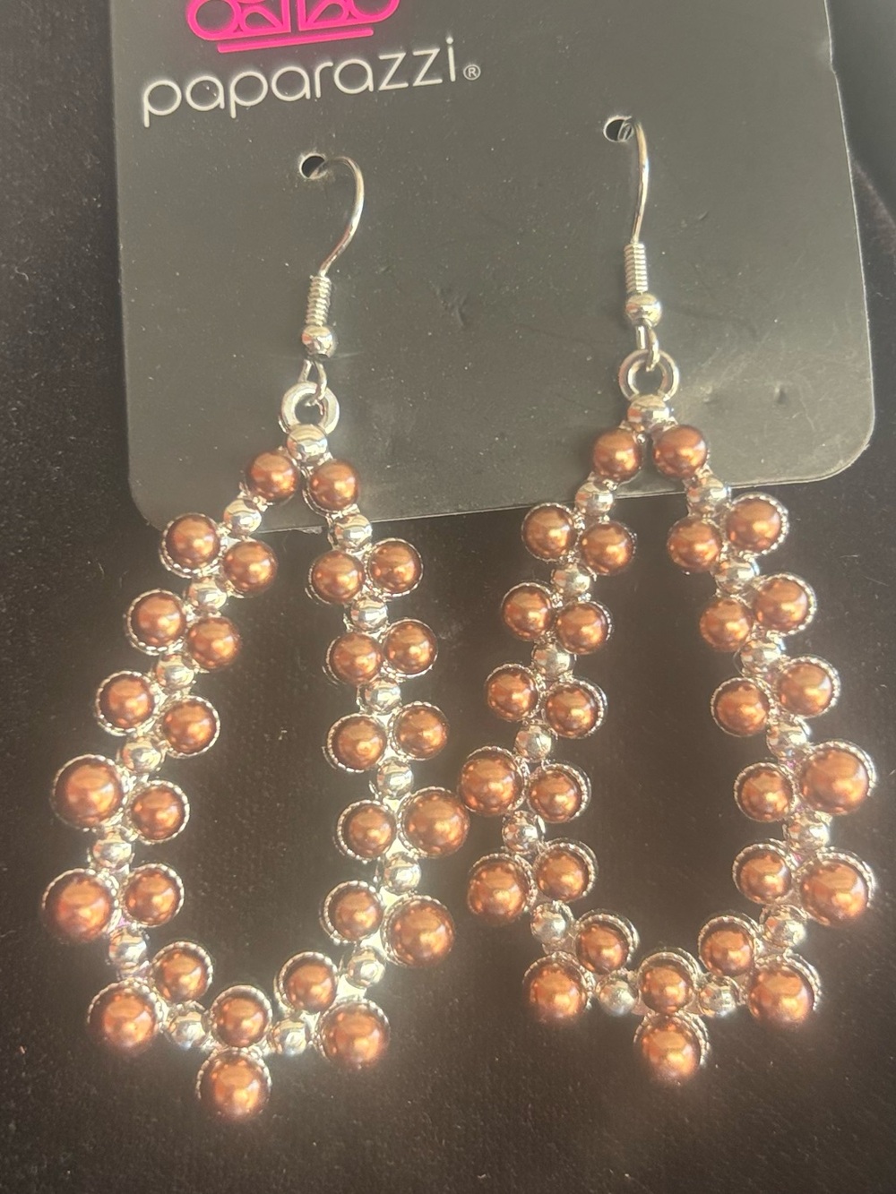 paparazzi Copper Pearl Teardrop Dangle Earrings-B